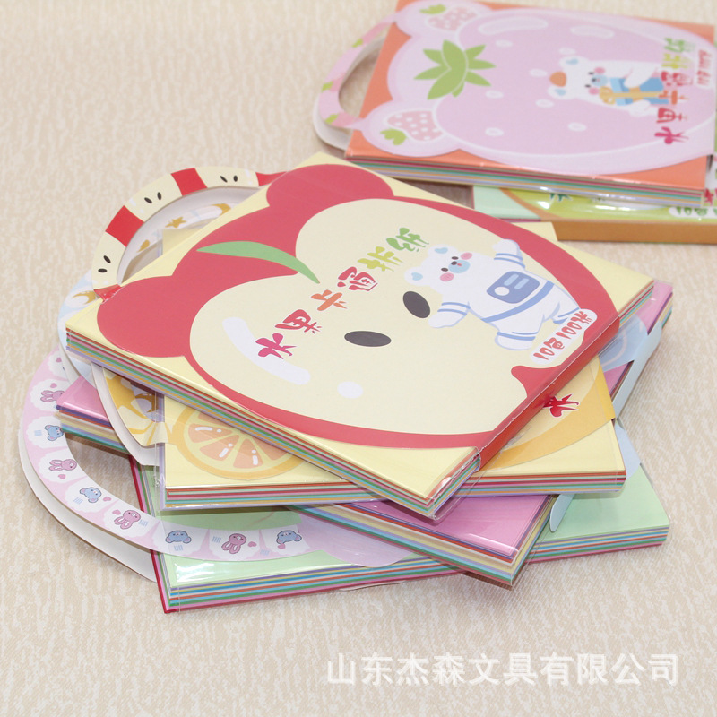 Picture of Huiyang cartoon hand origami 17cm square 100 pieces of color handmade paper 10 color origami 15cm children's diy
