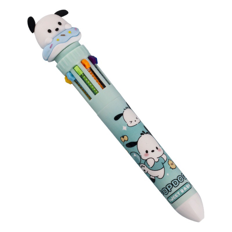 Cartoon Cute Family Ten-Colorful Ballpoint Pen Multi-Colorful Press Pen Ins High-Value Styling Colorful Pen Stationery