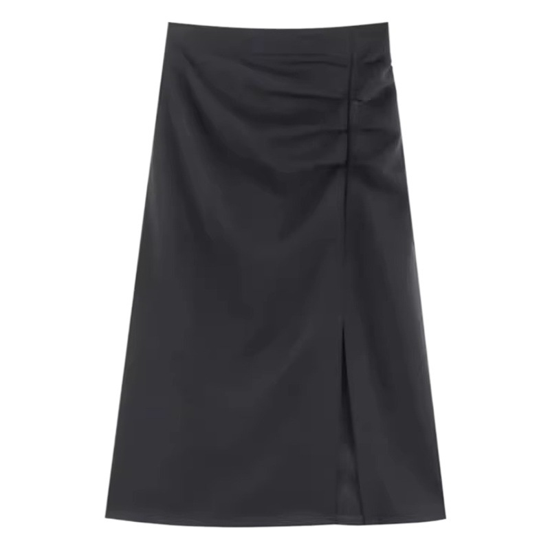 Mid-length Skirt Women's 2024 Spring Design Split High Waist Slimming One-step Skirt Fashionable Elegant A- line Skirt