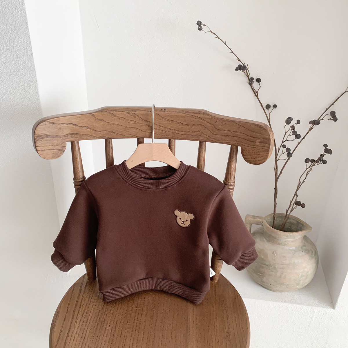Picture of Children's Winter Round Neck Four-Color Korean Style Sweatshirt Kidsren's Clothing Baby Fleece-Lined Male and Female Baby Fleece-Lined Warm Pullover Jacket