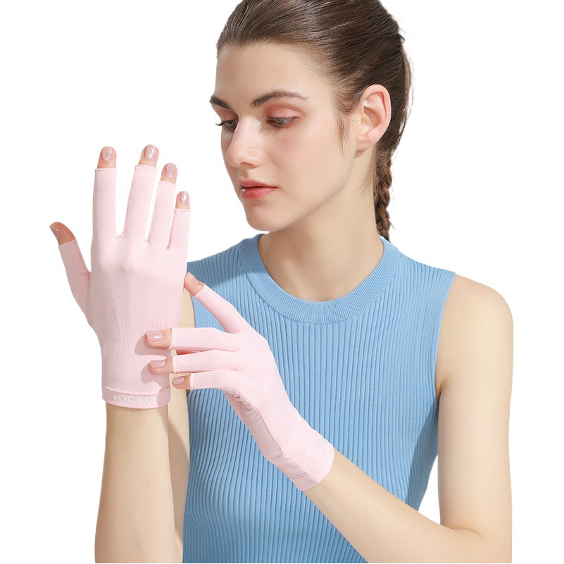 Gloves Half-finger Summer Anti-ultraviolet Nail Art Women's Outdoor Riding Ice Silk Driving Gloves Thin Ice Cool Breathable Plastic Dip Gloves
