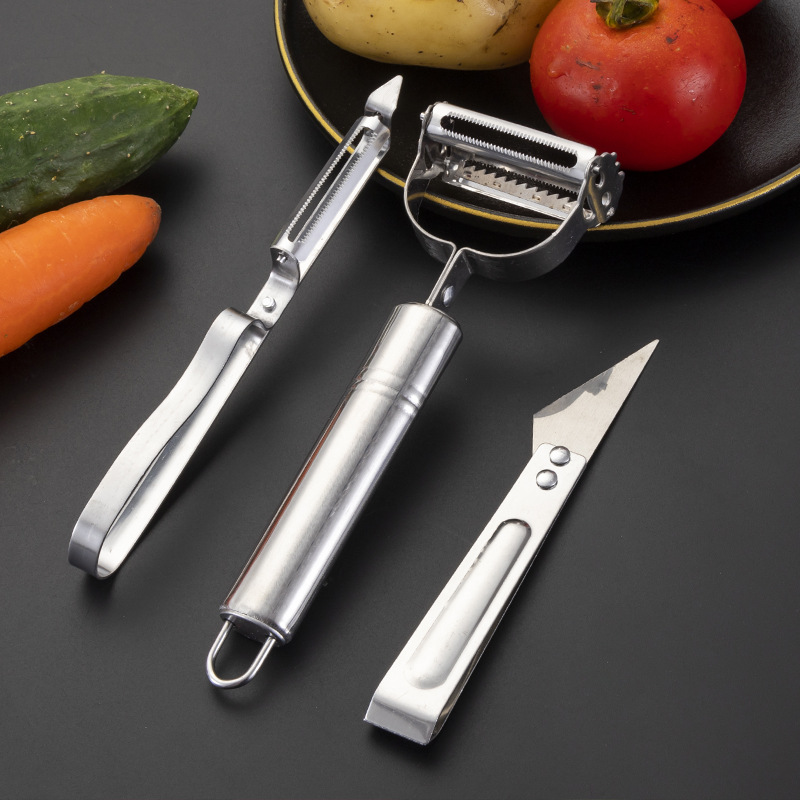 Picture of Stainless Steel Peeler Three-Piece Set Household Three-in-One Planer Multifunctional Scraper Kitchen Three-Piece Set Grater