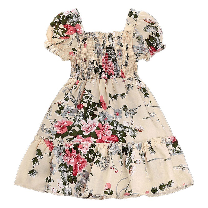 Picture of European and American Girls' Dresses Export Kidsren's Clothing 2025 Summer New Kidsren's Princess Style Printed Short-Sleeved Skirts Wholesale