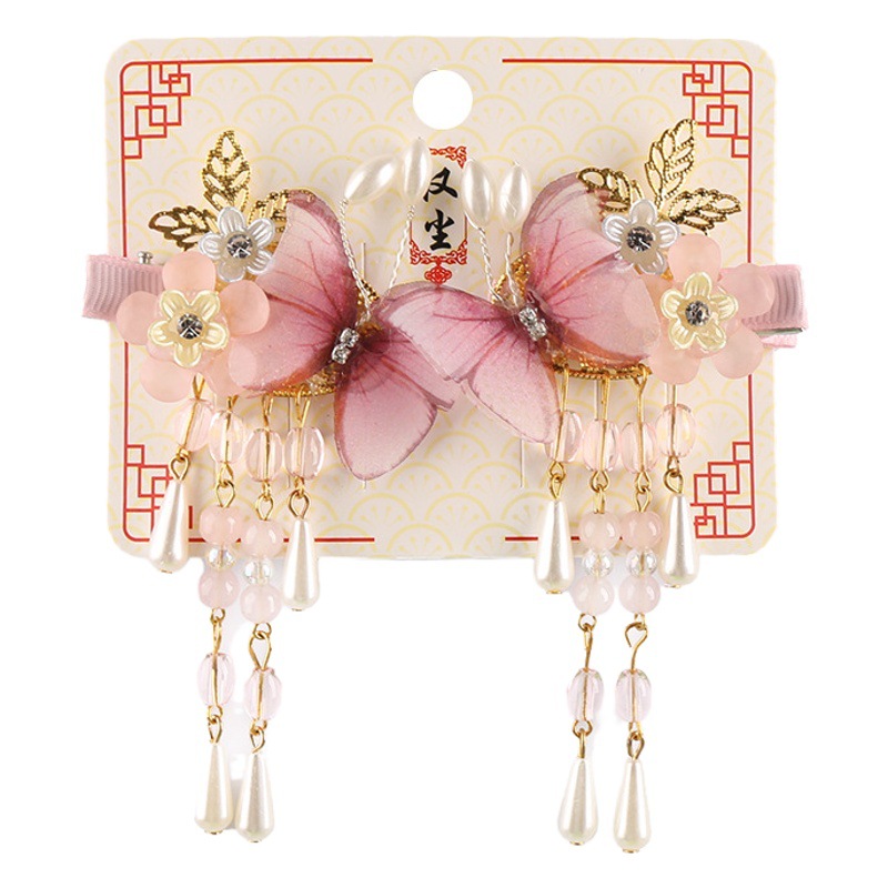 Han-Style Children's Hair Accessories, Traditional Hair Clips for Girls, Hanfu Butterfly Hairpins, New Chinese-Style Accessories, National Trend