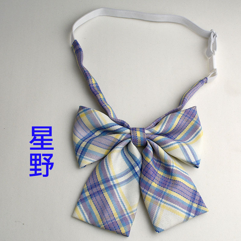 Picture of Hot-selling College Style Oka Pear Field Soot Black Bow Plaid Flat Horn JK Collar Bow Tie Shirt Accessories