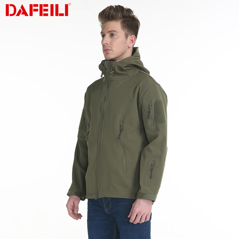 Foreign Trade Mountaineering Suit Large Size Winter Outdoor Charge Clothes Large Size Men's Black Military Coat Windbreaker Flag Jacket