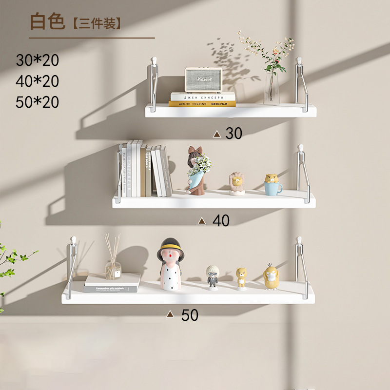 Picture of No-Drill Wall-Mounted Wrought Iron Living Room Entrance Wall Decoration Bedroom Wall Bookshelf Single Shelf Wall Storage Rack