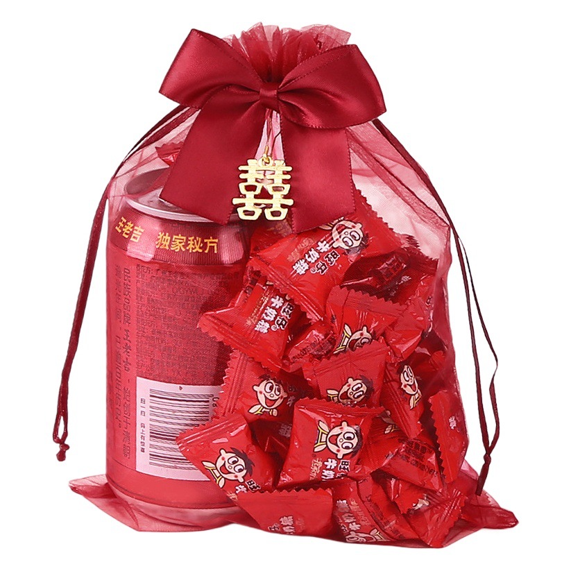 Wedding candy gauze bag wedding supplies wedding candy bag gauze bag drawstring gift box gift bag mesh wedding creative candy box