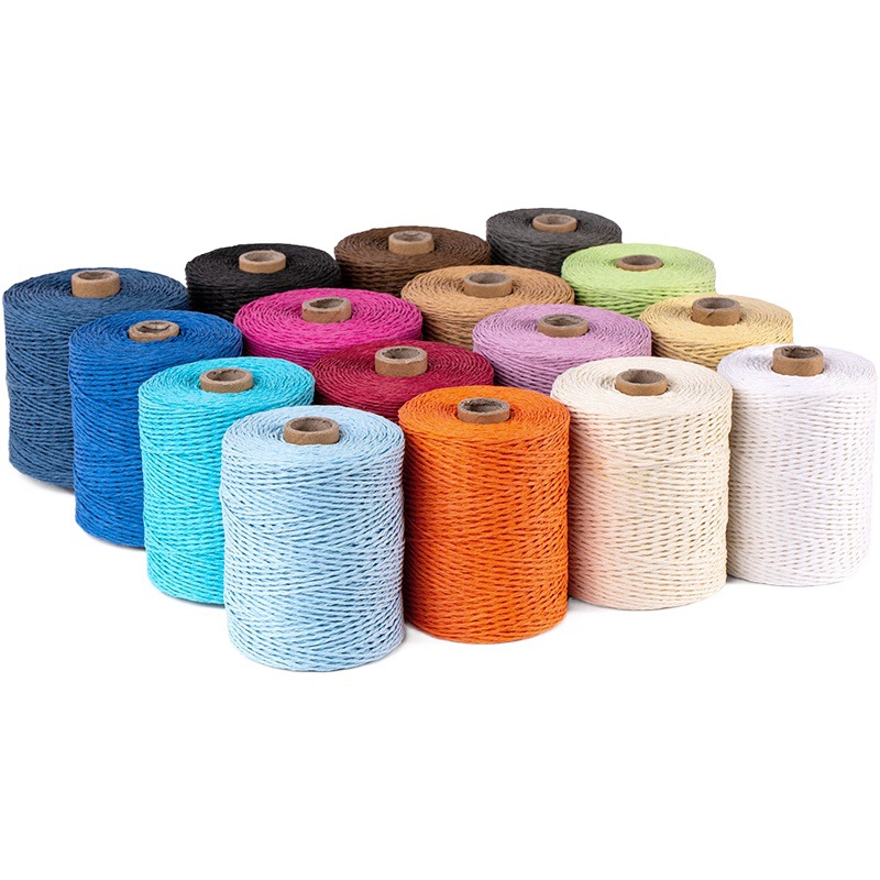 300M raffia straw line paper rope hook handbag hat bag material handmade diy woven color double strand paper rope