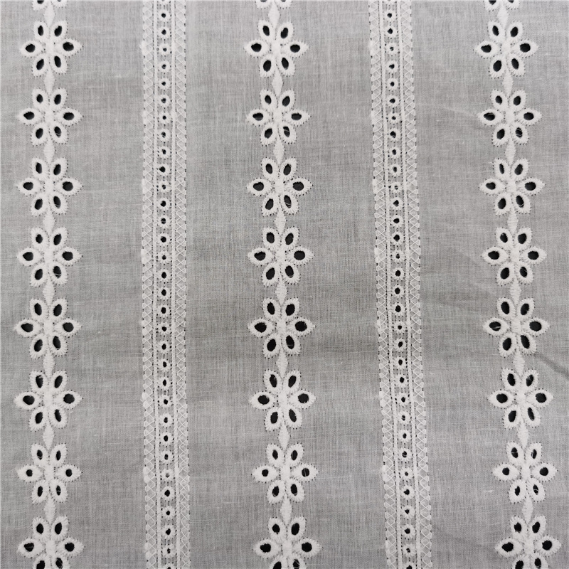 Picture of Spot supply full cotton embroidered fabric embroidered cloth vertical stripes small flower fashion lace spring and summer dress
