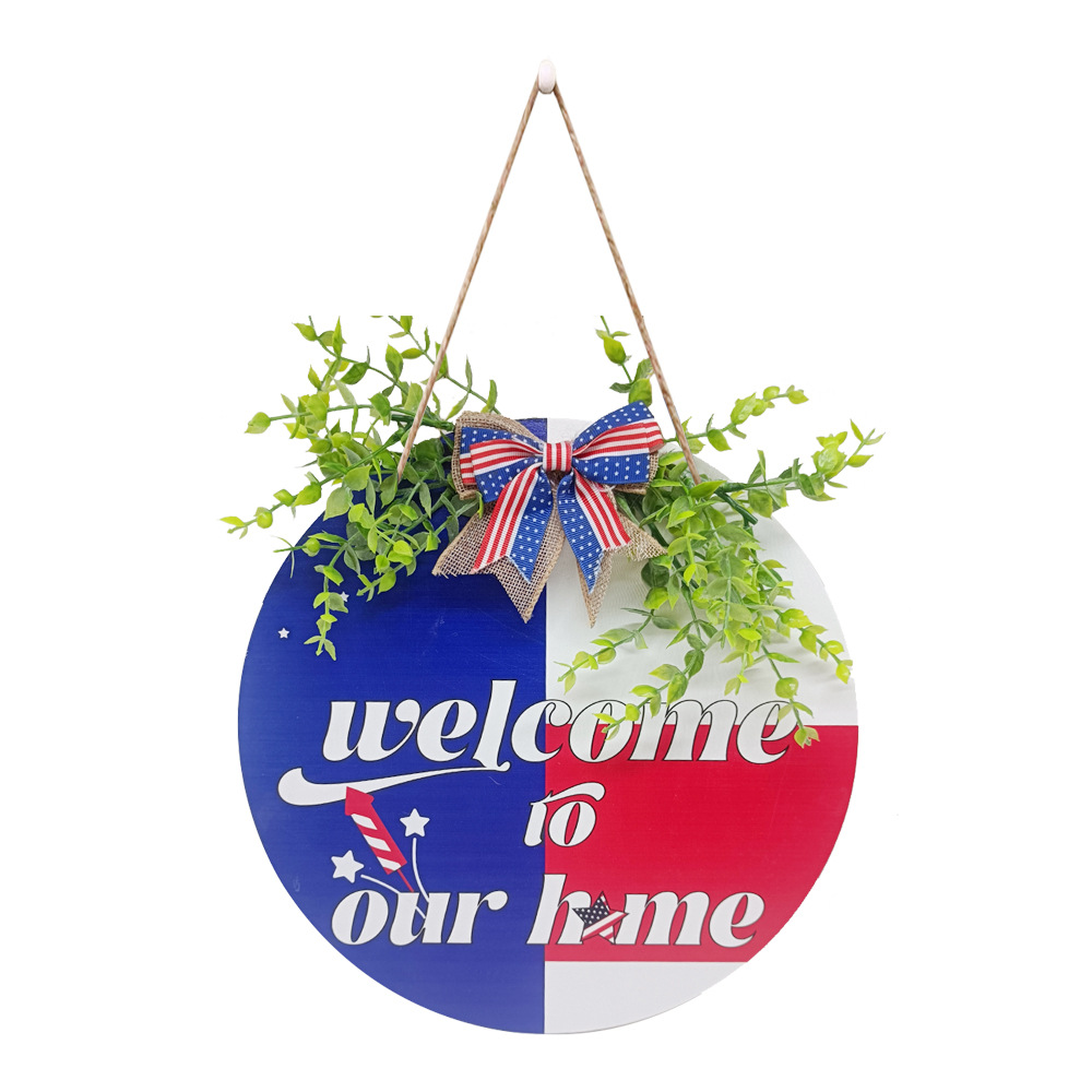 Picture of in stock Cross-border US Independence Day Wooden Listing National Flag Logo Door Hanging Door Plate Decorations Wooden Craft Listing