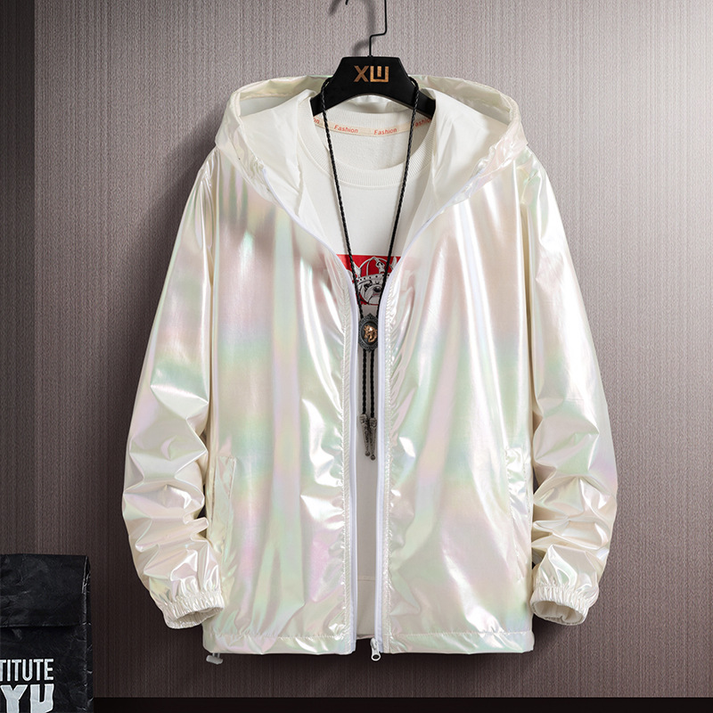 Cross-border summer colorful glossy sun protection clothing men and women couple thin breathable colorful thin jacket trendy plus size coat