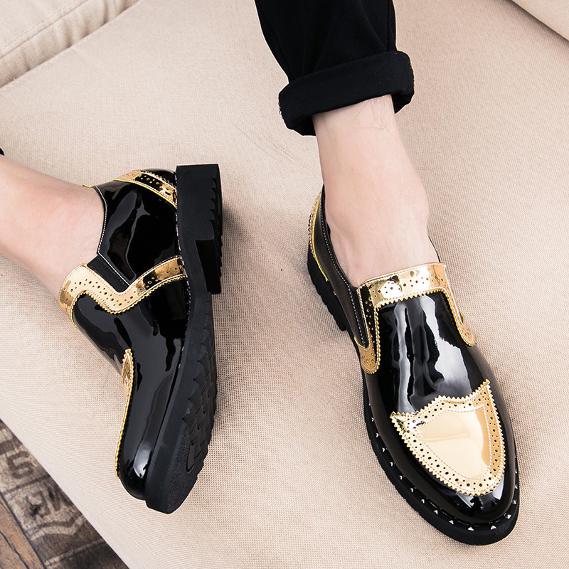 Cross-border Men's Shoes European Stylist Casual Shoes Fashion British Rivet Small Leather Shoes Brock Fashion Shoes 2273