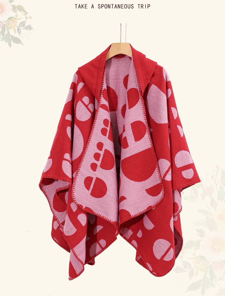 Picture of Ethnic Style Hooded Shawl Women's Yunnan Western Sichuan Travel Wear Costume Xinjiang Desert Photograph Outer Cape Cape
