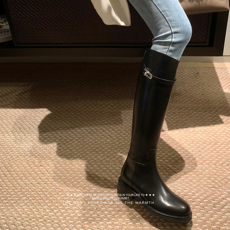 Picture of Grape Mom Boots Thick Heel Zipper 2023 New Diamond Buckle High Barrel Knight Boots Thick Bottom Slimming Boots Women