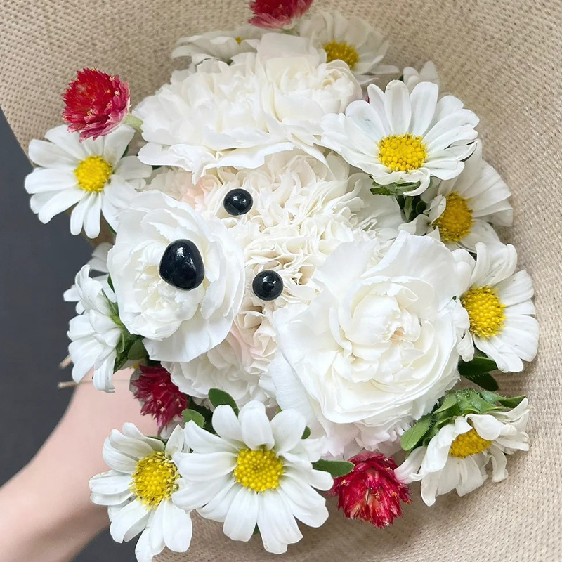 Net red carnation kitten puppy bouquet material creative birthday gift mother's day gift 520 valentine's day