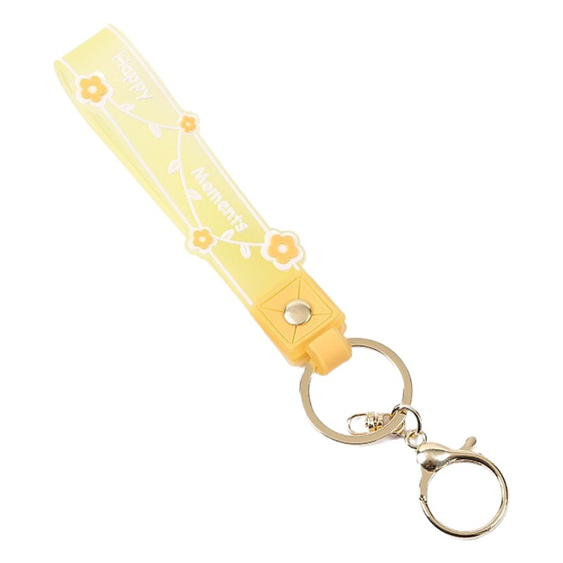 Transparent candy color soft rubber leather rope keychain small fresh flower creative small accessories cute women's exquisite hand strap