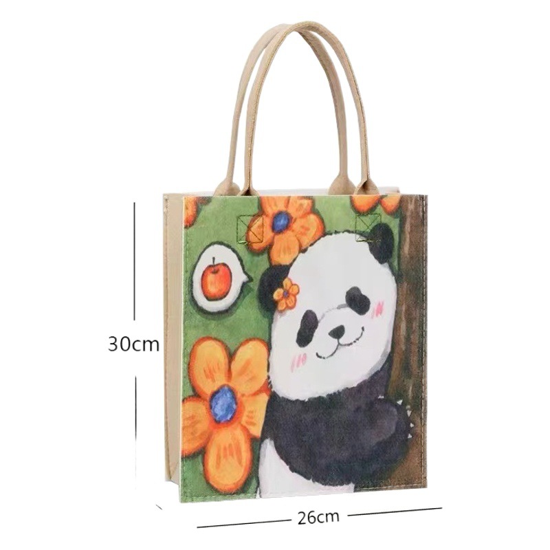 New Panda Huahua Felt Bag Cartoon Printed Felt Tote Bag Environmentally Friendly Fashion Handheld Felt Cloth Gift Bag
