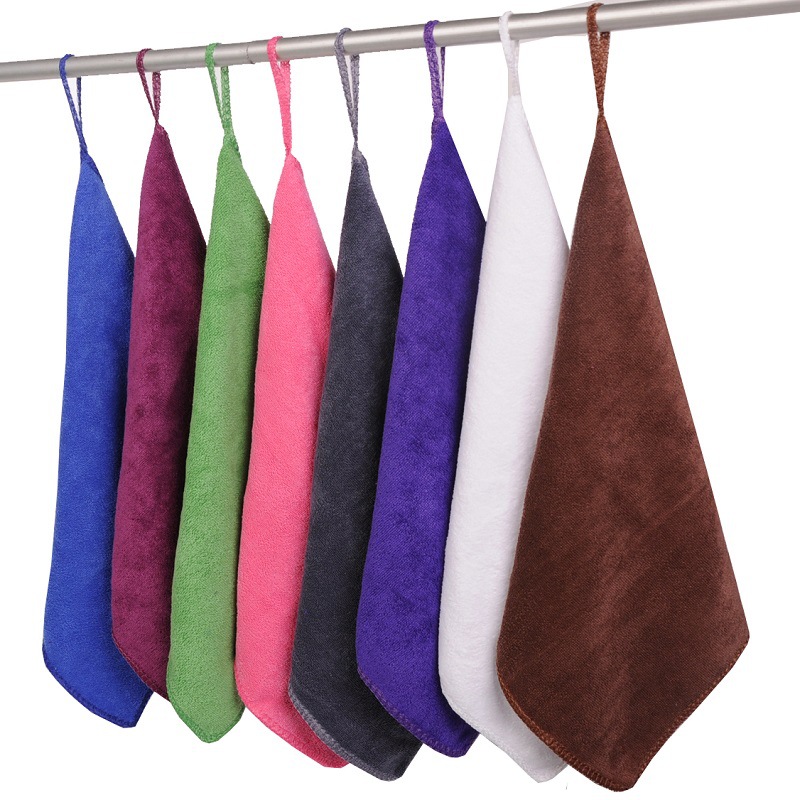 Square Towel, Absorbent Microfiber, Small Thickeneded Gift Hanging Towel, Kitchen Rag, Can Be Printed with Logo, Absorbs Water and Dries Quickly for Hand Wiping