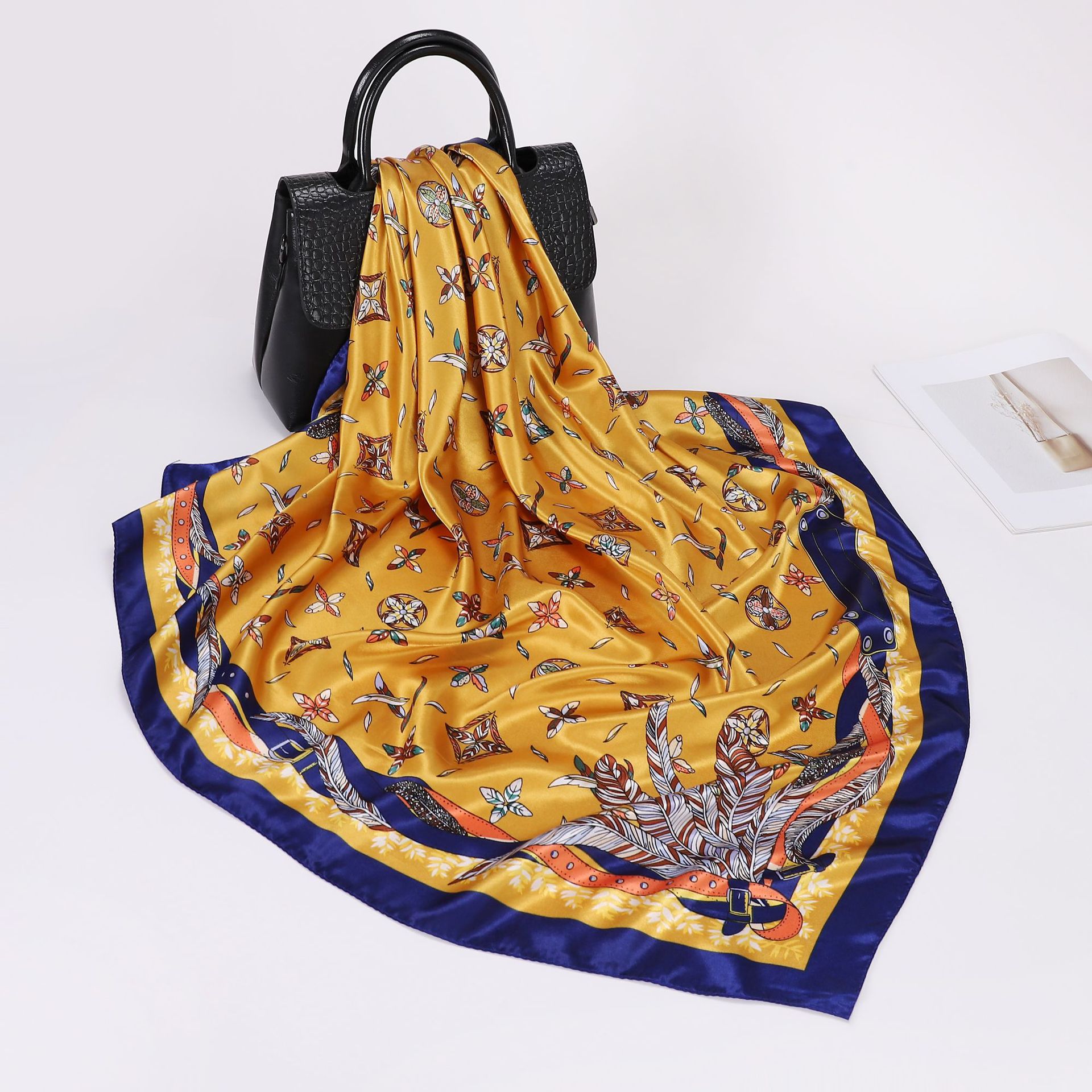 Picture of Simulated Silk Scarf Women's Headscarf 90*90cm Square Scarf Pattern Scarf Shawl European and American Cross-Border Scarf Wholesale