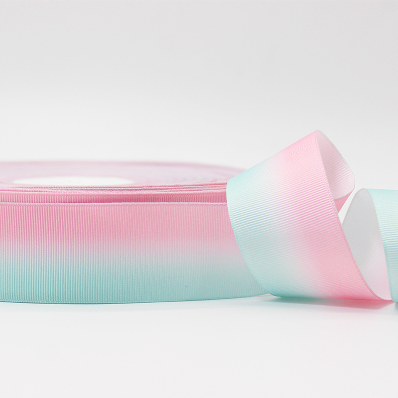 Picture of Wholesale Gradient Rainbow Ribbed Ribbon L-04 Heat Transfer DIY Bow Headdress Gift Box Packaging Accessories Ribbon