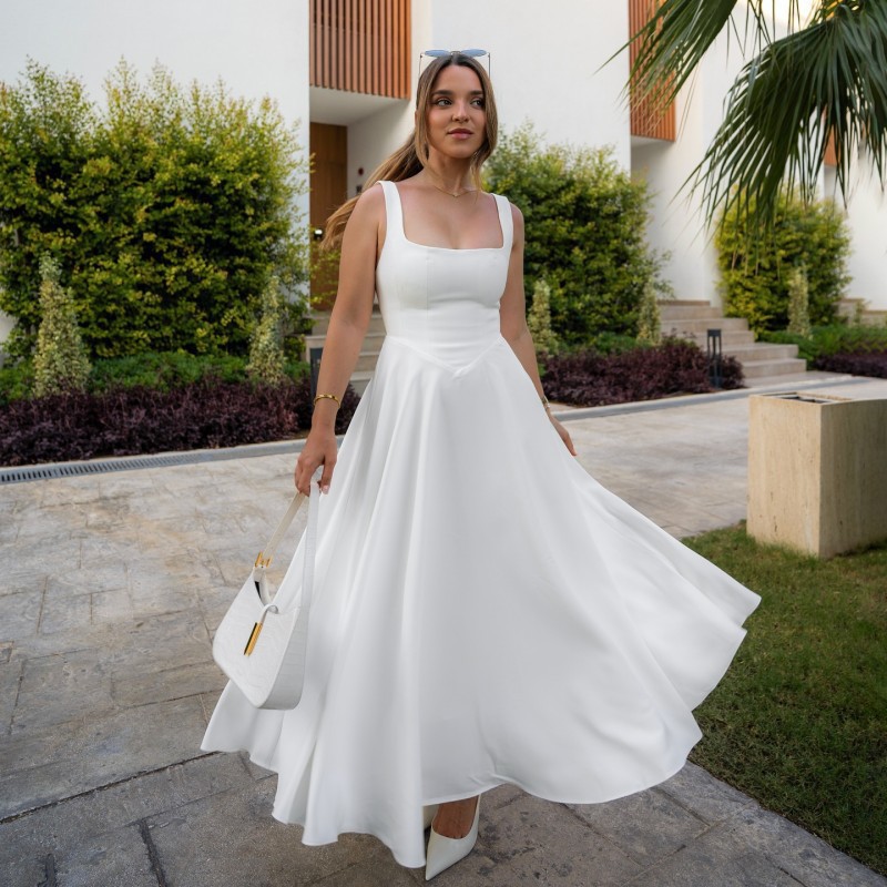 Picture of Foreign Trade Amazon 2025 Summer New European and American Women's Elegant Square Collar Sleeveless Waist Sling dress Women