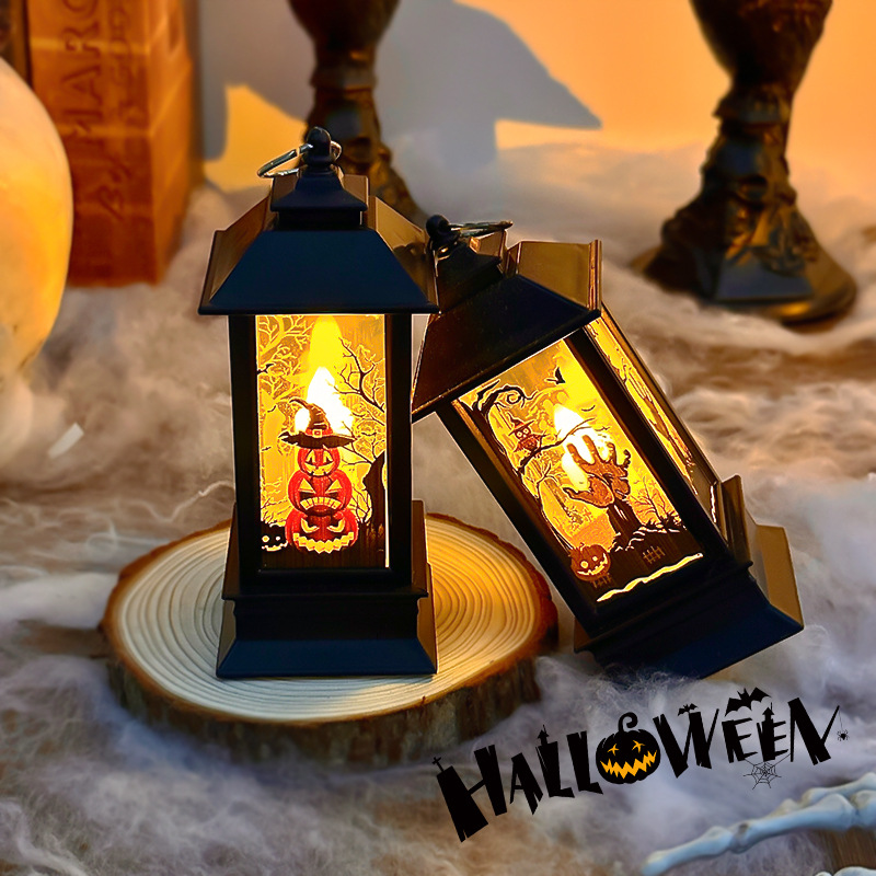 Picture of Retro Halloween wind light LED electronic candle light portable pumpkin light Halloween decoration photo props