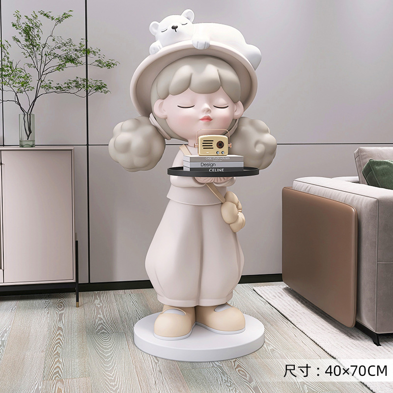 Picture of [Storage Speaker] Cream Style Girl Floor-Standing Ornament Home Decoration Living Room Tv Cabinet Next to Sofa Gift