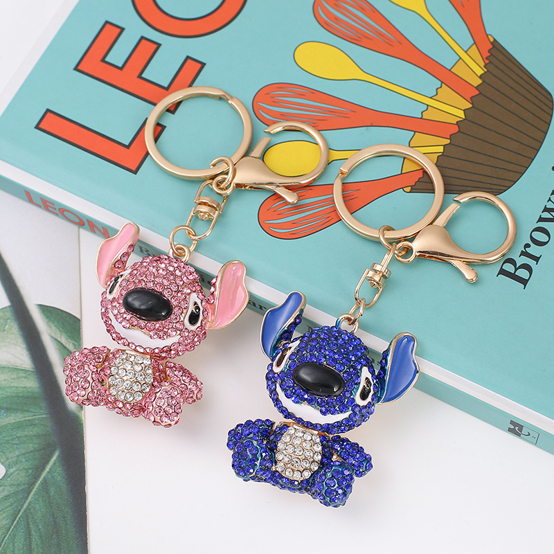 Diamond Cartoon Animal Stitch Keychain Interstellar Universe Stitch Metal Pendant Women's Bag Accessories Gift