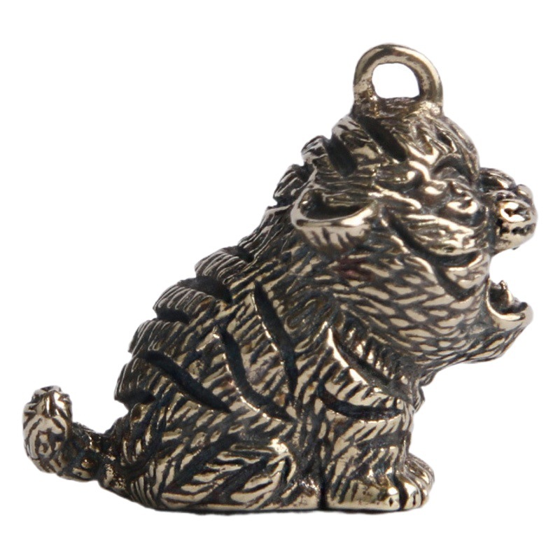 Brass creative cartoon tiger keychain pendant pure copper zodiac Tiger small copper stall wholesale