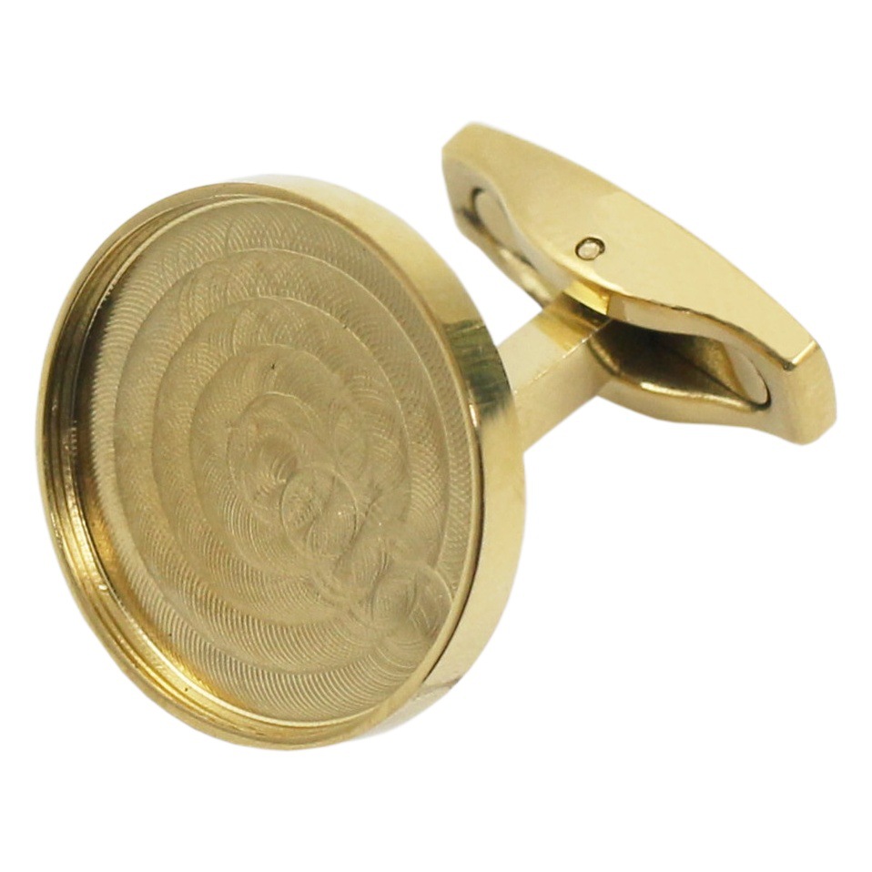 Cross-border supply round 18mm empty support metal diy clothing accessories men's stainless steel high-end mirror cufflinks