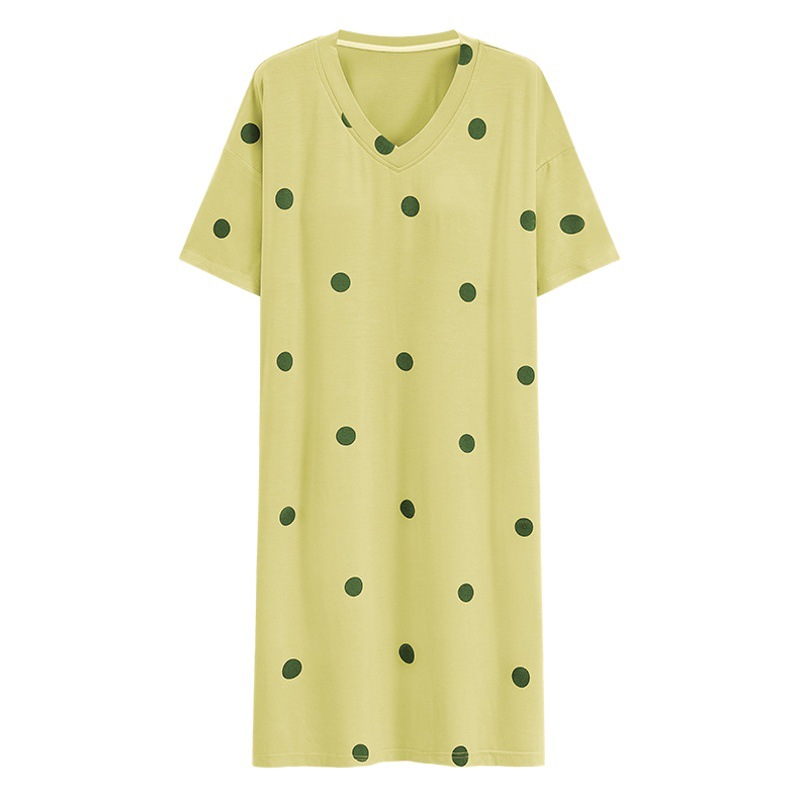 2024 New Nightgown with Chest Pad Women's Spring and Summer Modal Cotton Simple Solid Color Half Sleeve Casual Women's Home Wear