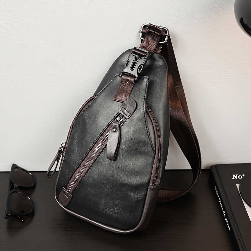 Picture of Wholesale New Korean Style Pu Leather Men's Chest Bag, Fashionable Shoulder Bag, Crossbody Bag, Hanging Bag, Cycling Backpack
