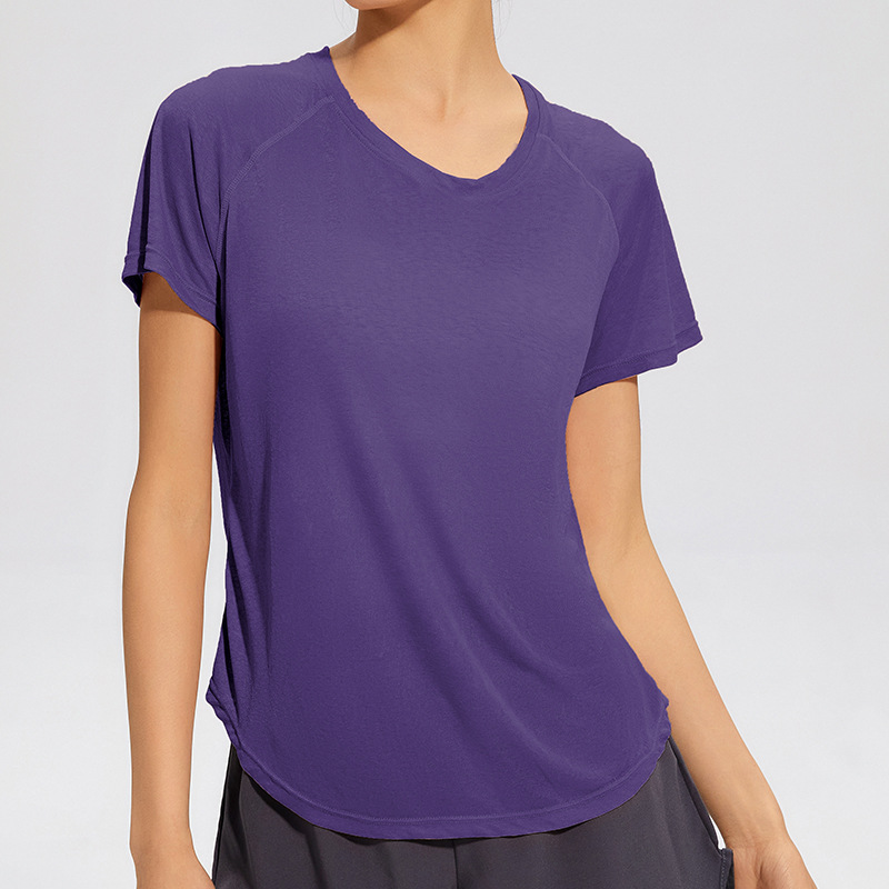 Picture of European and American Sports Short-sleeved Women's Yoga Top Gym Running Training Loose T-shirt Mesh Thin Fitness Clothes for Summer
