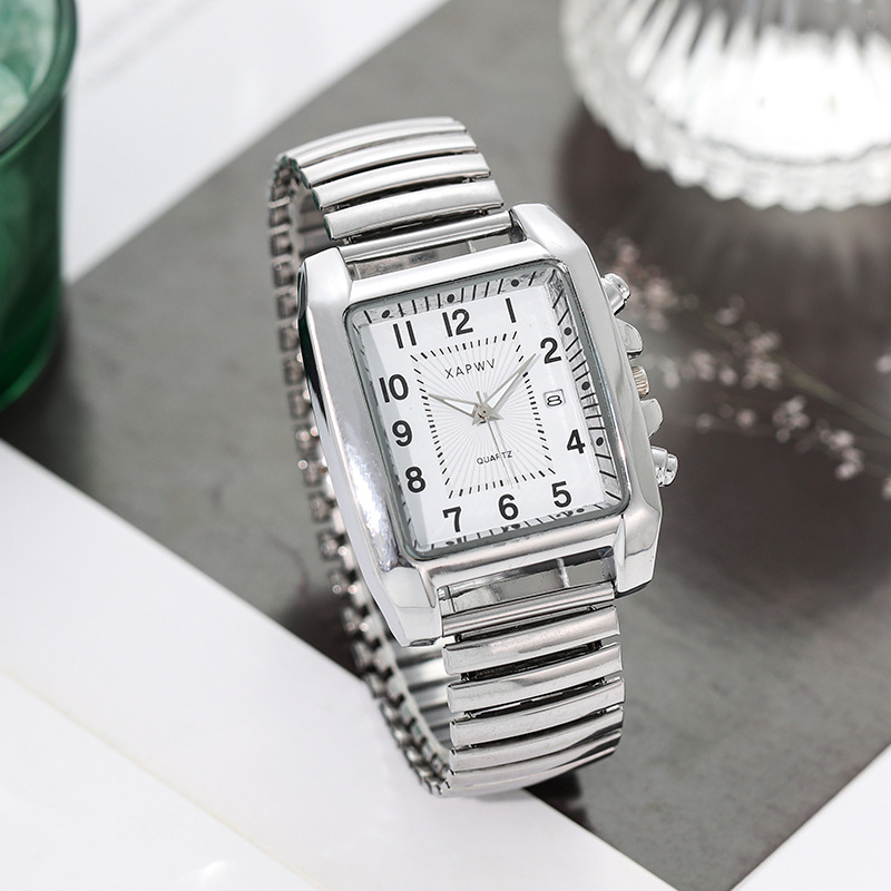 Picture of Middle-aged and elderly elastic spring belt old man watch classic generous plate large digital quartz watch suitable for elders gift