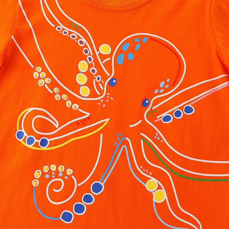 Picture of 25 Summer New Boys T-shirt European and American Style Cartoon Octopus Printed Children's Round Neck Short Sleeve Top