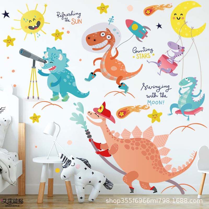 Creative New Cartoon Dinosaur Animal Decoration Stickers Children's Room Kindergarten Cross-border Foreign Trade Wall Stickers