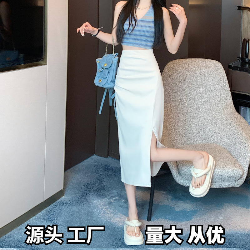 2023 New Children's Mid-length A- line Skirt Split Skirt Early Autumn One-step Skirt Hip Skirt High Waist Slimming Skirt