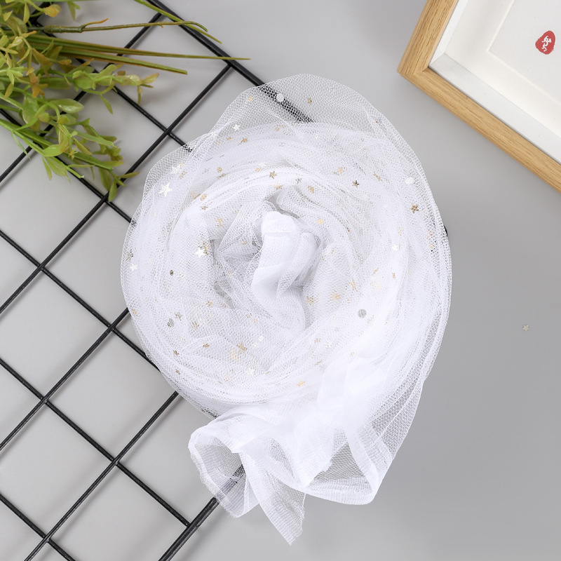 Picture of Can be used for cutting star and moon yarn sequins cloth net red yarn soft veil mesh gauze hand gift decorative gauze star yarn