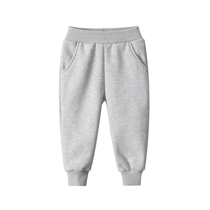 Picture of 27kids Korean children's clothing autumn and winter new wholesale solid color children's sports trousers boys plus velvet casual pants