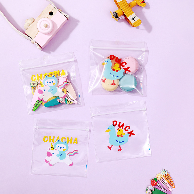 Cute Thickeneded Cartoon Packaging Bag Plastic Ziplock Bag Pe Jewelry Packaging Bag Small Gift Hairpin Packaging Bag