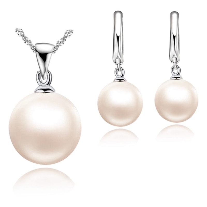 S925 10mm Pearl Earrings Water Wave Chain Tassel Pearl Set Earrings Necklace Delivery Aliexpress