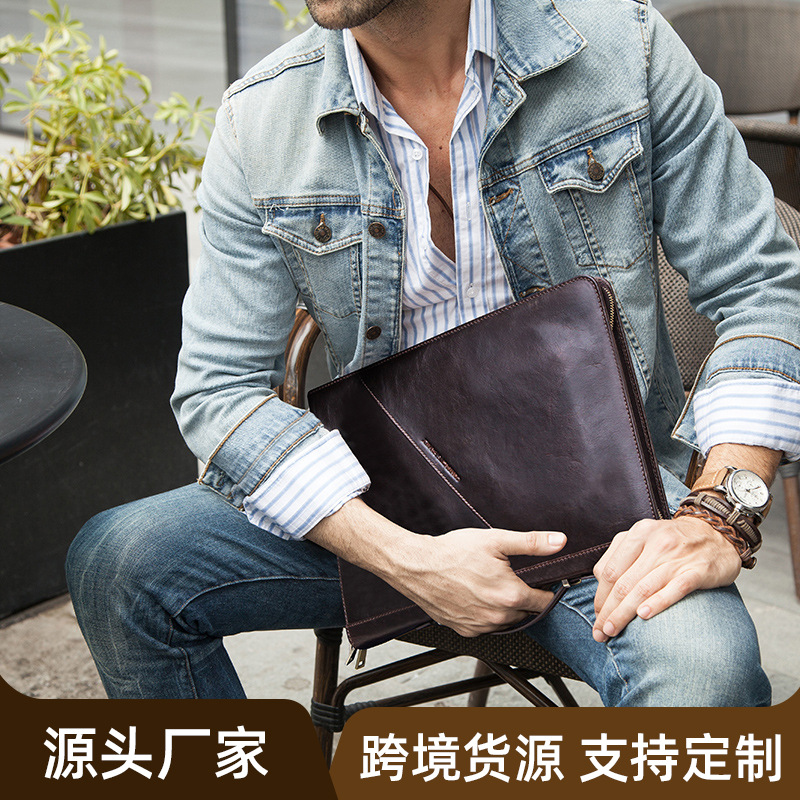 Picture of Suitable for ipad pro12.9 leather protective case multi-function can be put a4 paper zipper portable iPad leather case wholesale