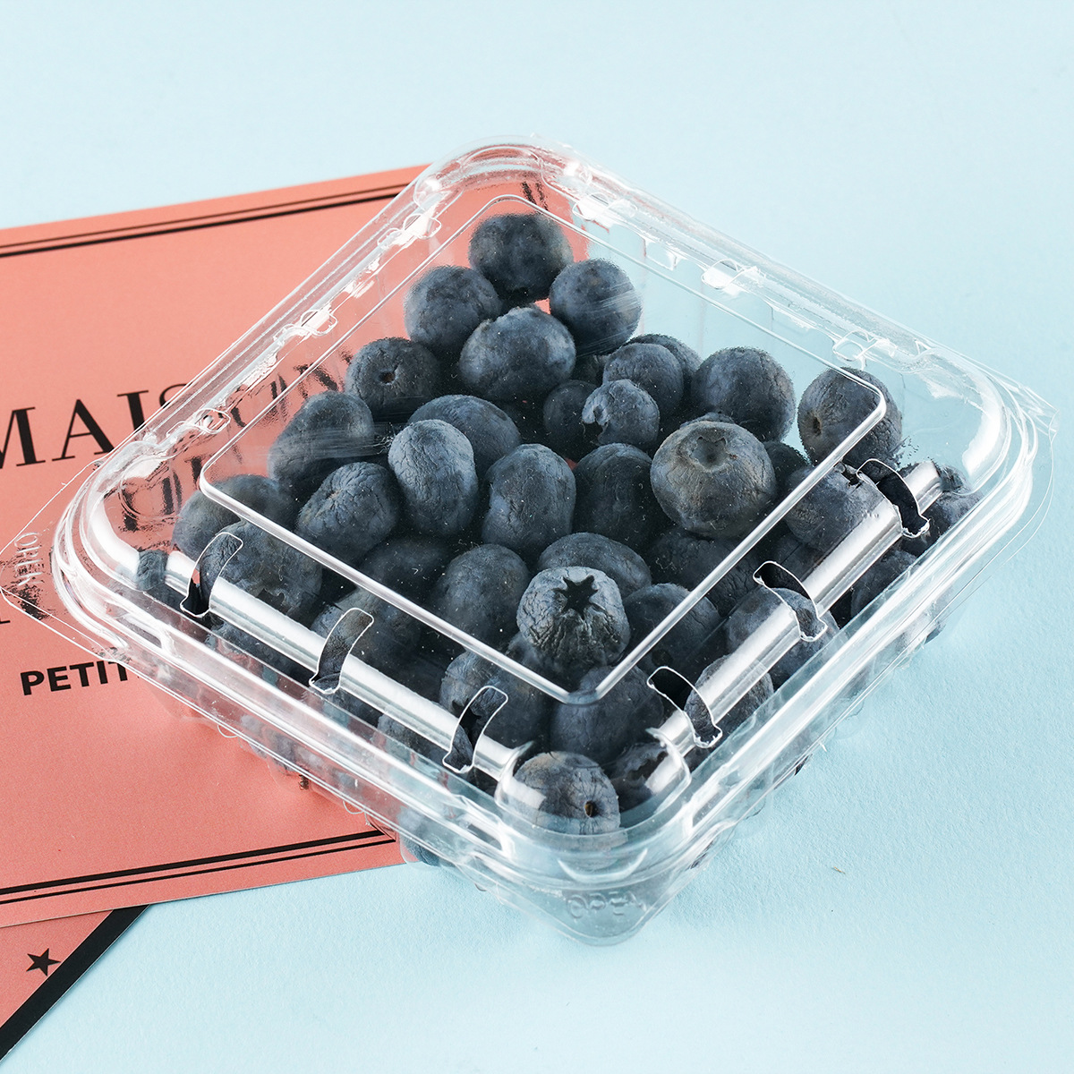 Shituli Blueberry Box Fruit Packaging Box pet Material Supermarket Transparent Lid Blueberry Fresh Fruit Tray