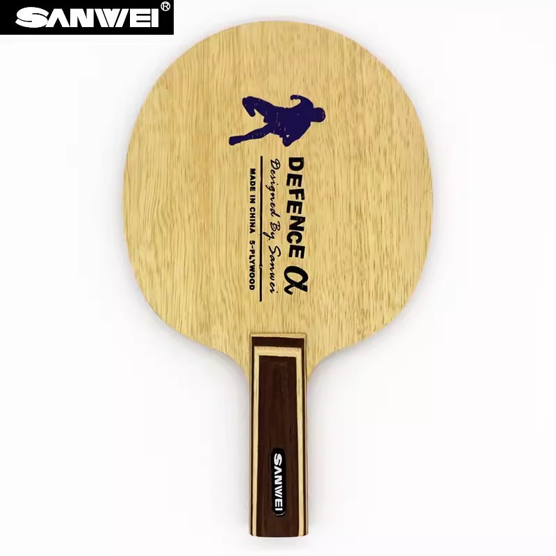 SANWEI three-dimensional alpha alpha pure wood chipping board table tennis racket floor defensive five-layer pure wood horizontal racket