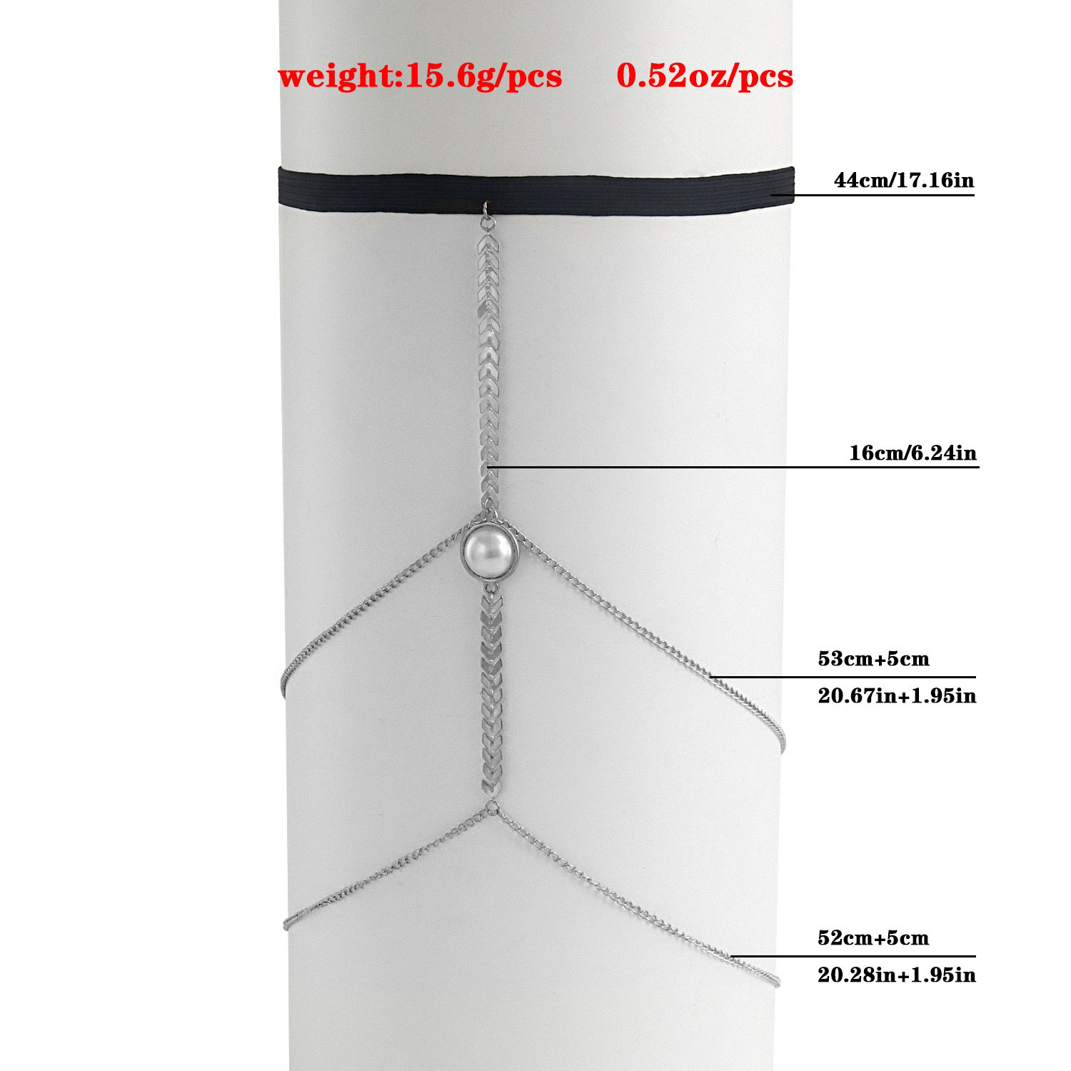 Picture of European and American style sexy elastic belt aircraft chain beach leg ring body chain simple multi-layer Pearl tassel thigh chain