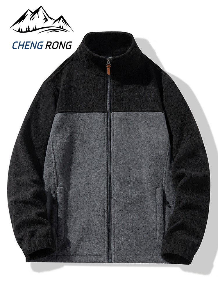 plus size Outdoor Winter New Men's Fleece Coat Polar Fleece Couple's All-match Vertical Collar Cardigan Thickened Windproof Jacket