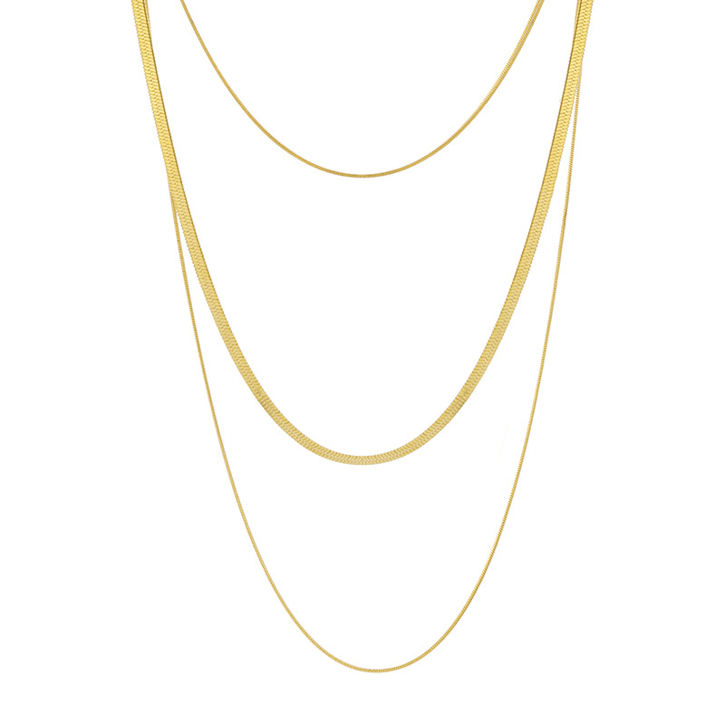 Picture of High-grade new multi-layer snake chain stacked necklace foreign trade European and American three-layer titanium steel TikTok live broadcast same LT232
