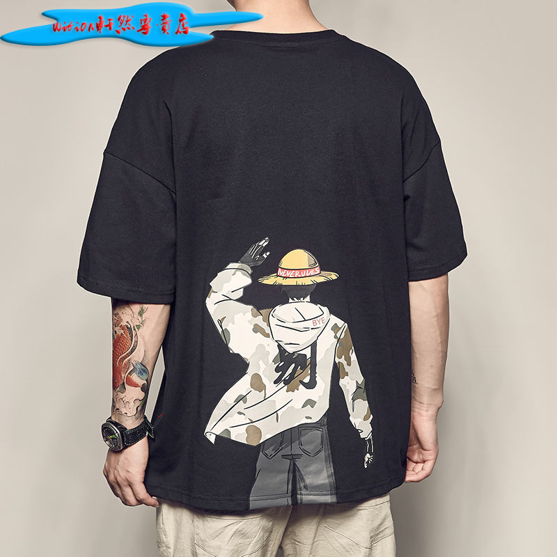 Picture of Men's Japanese Anime Printed Short-sleeved T-shirt Men's Summer New Casual Loose T-shirt Trendy Couple's Round Neck TEE