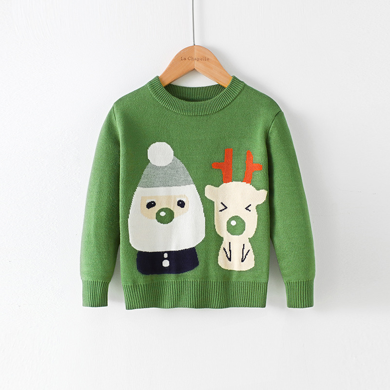 Picture of Factory wholesale boys' cartoon bottoming pullover girls' round neck Christmas sweater children's Korean-style European and American children's clothing